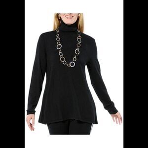 WynneLayers Women's Cashmere Butterfly Turtleneck Sweater Black - Regular